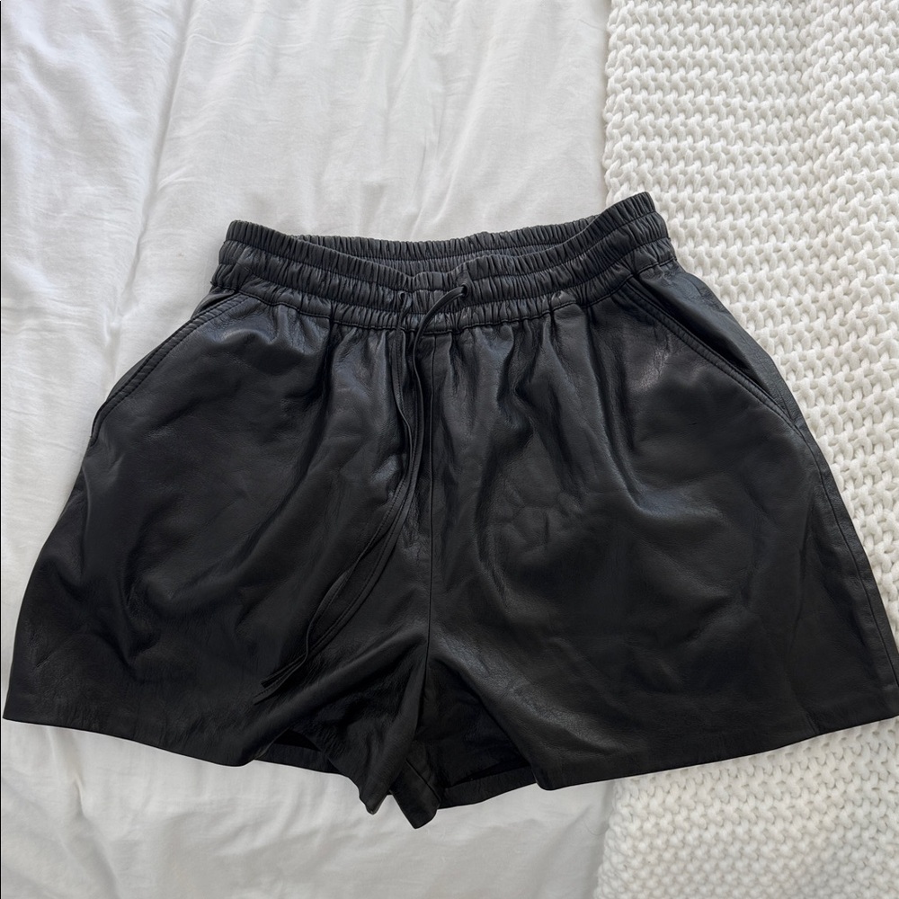 Black Leather Women's Shorts